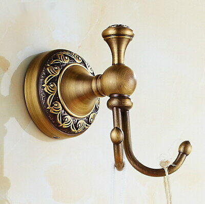 Antique Brass Double Robe Hook Hanger Bathroom Hardware Bath Accessory Qba491