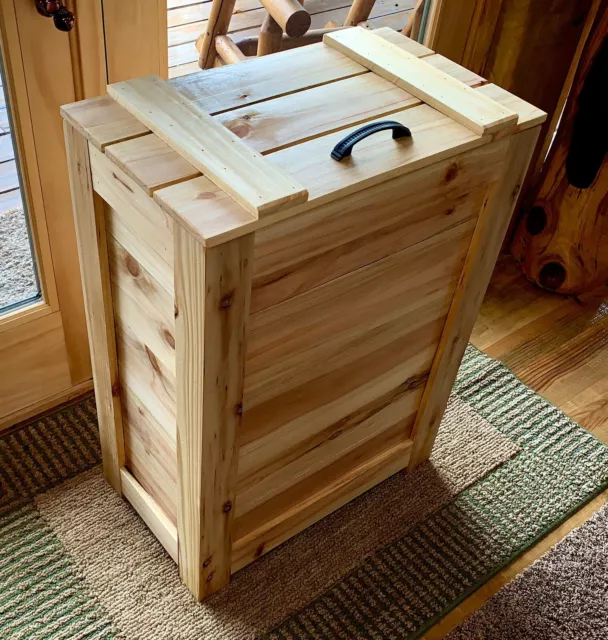 New Wooden Laundry Hamper w/ Lid Clothes Cedar Storage Bin Bathroom Rustic Decor