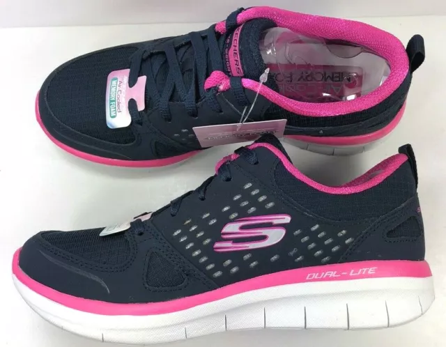 Skechers Women/Synergy/RISING STAR/Air Cooled Memory Foam / Navy/Hot Pink / NIB