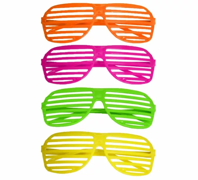 80'S NEON SHUTTER SHADES Glasses Retro Sunglasses Clubbing Night Out Party UK