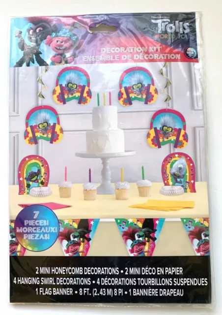 DreamWorks Trolls World Tour 7 Piece Birthday Party Decorating Kit