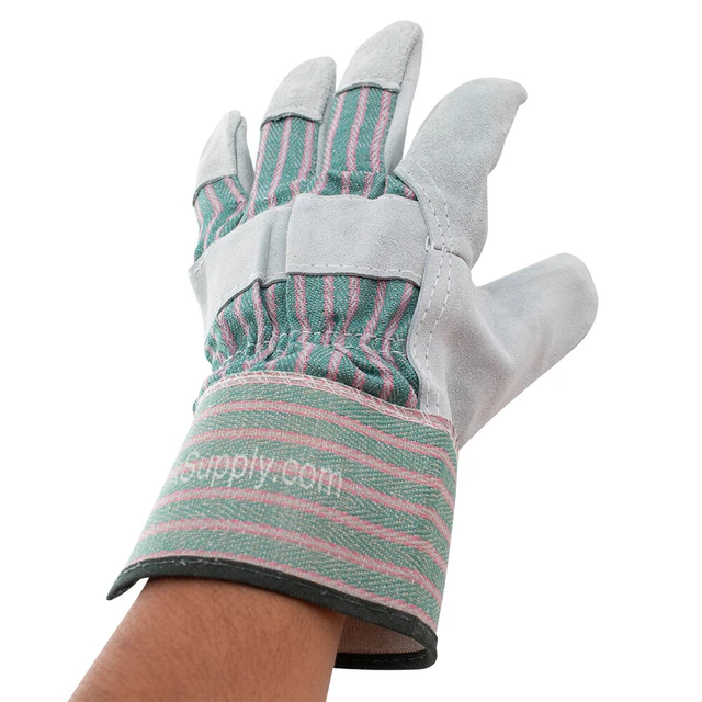 12 pares de guantes de seguridad en el trabajo de una sola capa de cuero dividido para palma almacén industrial