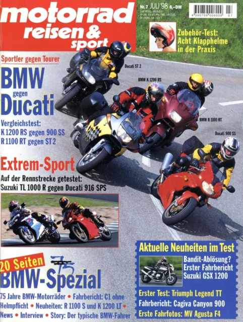 Motorrad Reisen & Sport 1998 7/98 BMW K1200RS R1100RT Ducati 900SS ST2 916SPS