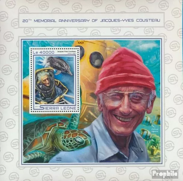 sierra leone sierra-léonais bloc-feuillet 1215 neuf 2017 jacques-yves Cousteau