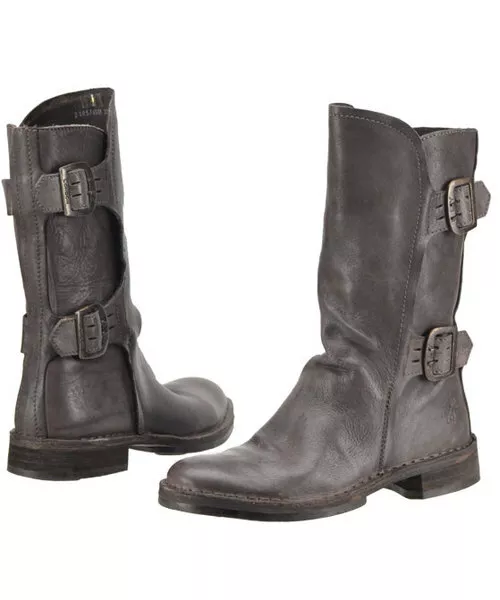 FLY LONDON ORTON Orode Grey Leather Pull On Biker Boots Uk 3 4