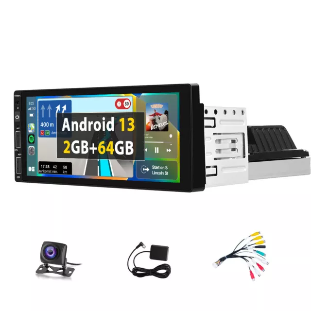 6.9 Zoll 1 DIN 2G+64G Android 13.0 Autoradio Carplay GPS WiFi Bluetooth + Kamera