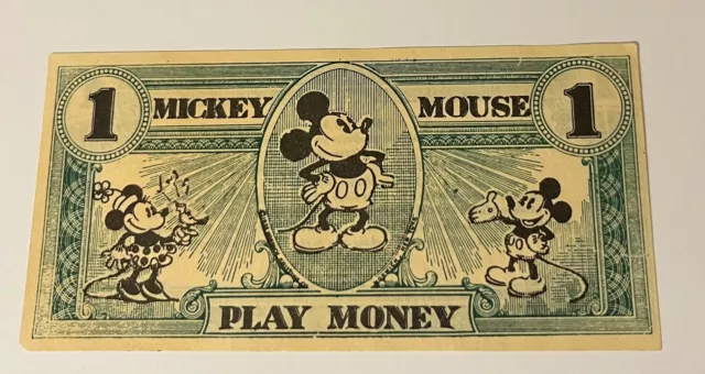 1933 MICKEY MOUSE PLAY MONEY, ONE CENT DOLLAR COUPON, Extremely Fine