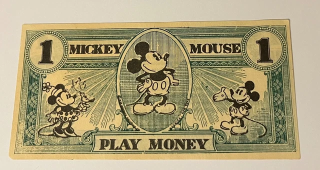 1933 MICKEY MOUSE PLAY MONEY, ONE CENT DOLLAR COUPON, Extremely Fine