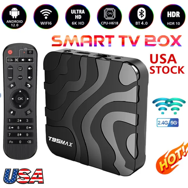 Quad Core 32GB Android 12.0 T95 MAX-H618 Dual WiFi BT4.0 6K HDR Streaming TV Box