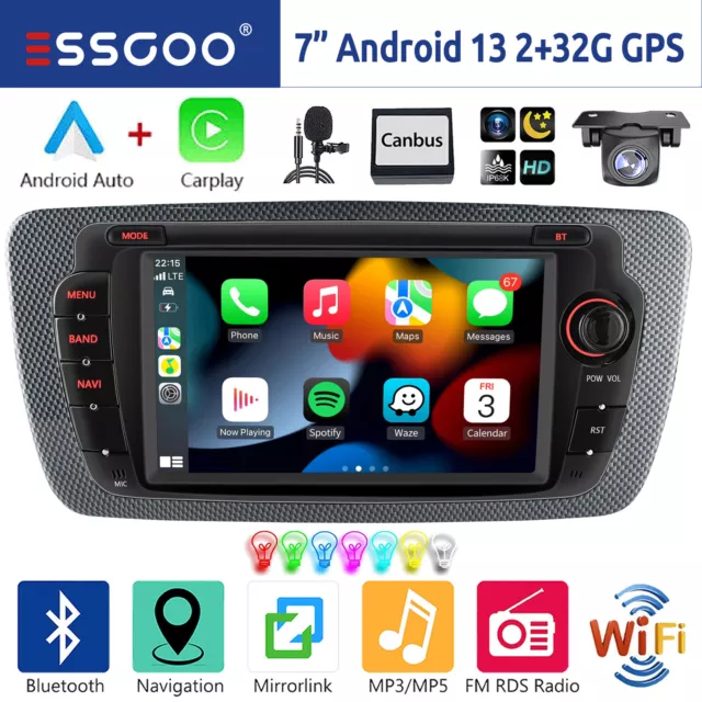 Per Seat Ibiza IV 6J 2009-2013 Android 13 Carplay autoradio GPS Navi RDS + fotocamera