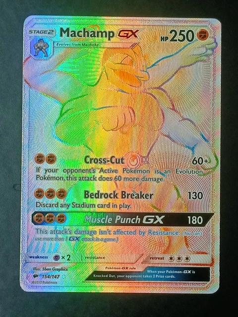 Machamp GX 154/147 Hyper Rainbow Rare Burning Shadows Pokemon Card