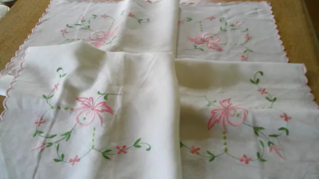 Vintage Embroidered Irish Linen Tablecloth -