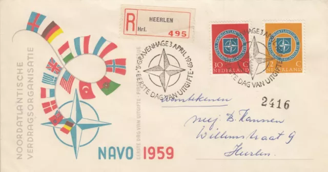 Netherlands 1959. NVPH E37 FDC. 3 April 1959. With address. CV 3.50 Euros.