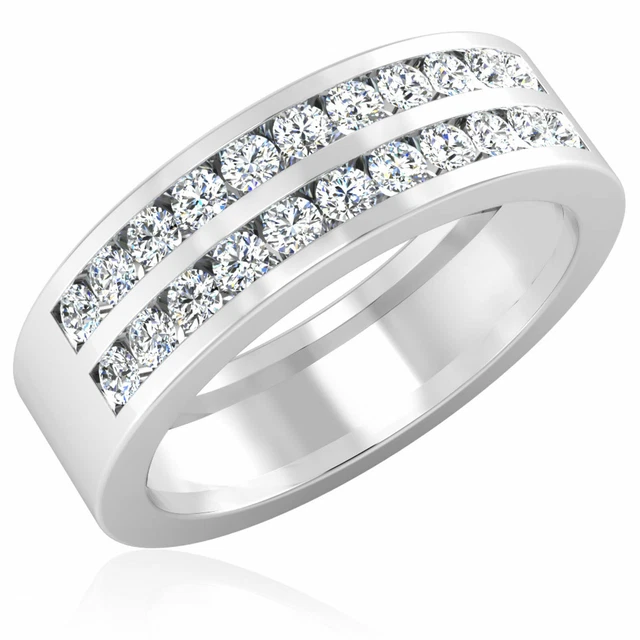 0.88 CT Certifié Fiançailles Diamant Anneaux 14K or Blanc Homme Band Taille 10 9