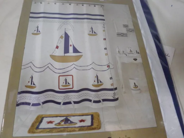 Home Wear SAIL AWAY Nautical Fabric Fashion Shower Curtain ` Sailboats ~  White