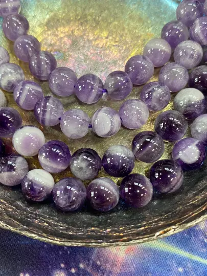 Natural Chevron Amethyst Round Beads 8mm/Amethyst Gemstone/Choose light or dark