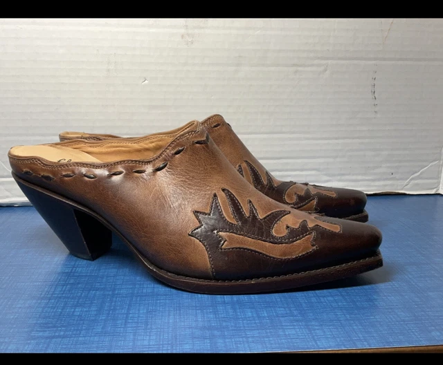 LUCCHESE CHARLIE 1 Horse Womens Size 7 Western Mules Cowboy Clogs Slide