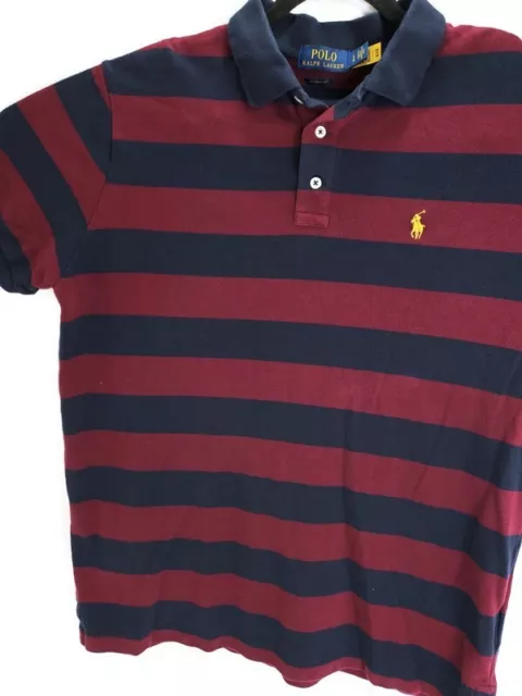 Polo Ralph Lauren Mens Stripe Soft Cotton Polo Shirt Red Blue Colorblock Striped