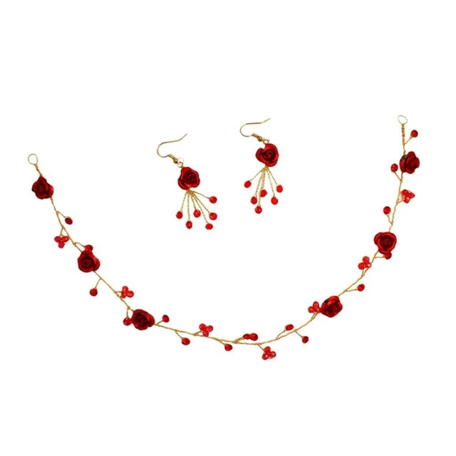 Wedding Bridal Beads Headband Tiara Elegant Earrings Hoop Headpiece