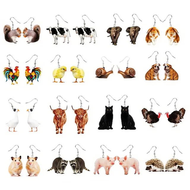 Acrylic Cute Animals Earrings Birds Hook Drop Dangle Charm Women Girls Jewelry