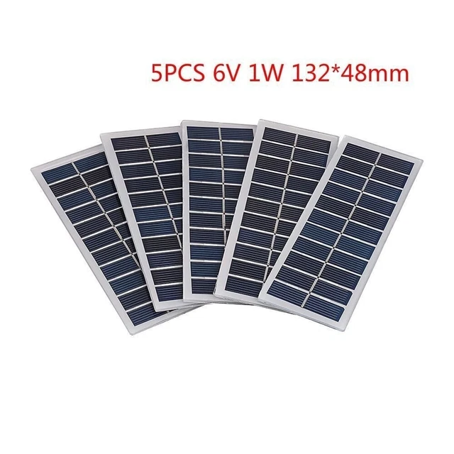 5pcs 6V 1W 132*48MM High Performance Cell Solar Panels Mini Photovoltaic System