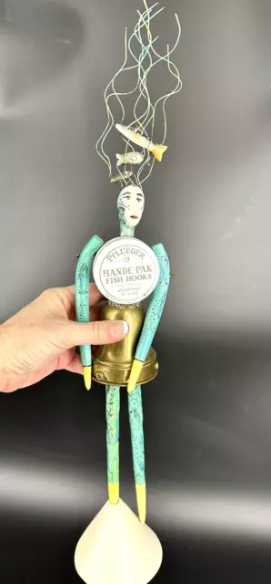 ⭐️ ARTIST VALERIE BUNNELL Antique Forms WHIMSICAL figure SCULPTURE 20"X4" VTG ⭐️