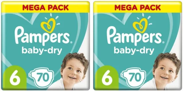 Pampers Lot 140 Couches Pampers baby-dry Taille 6 de 13 à 18kg Mega Pack