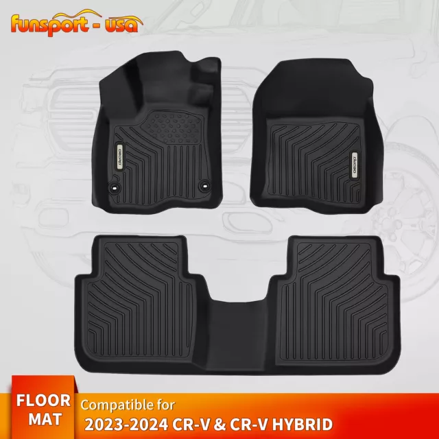 2 Row Floor Mat Liner Set For 2023-2024 Honda CR-V & CR-V Hybrid TPE All-Weather