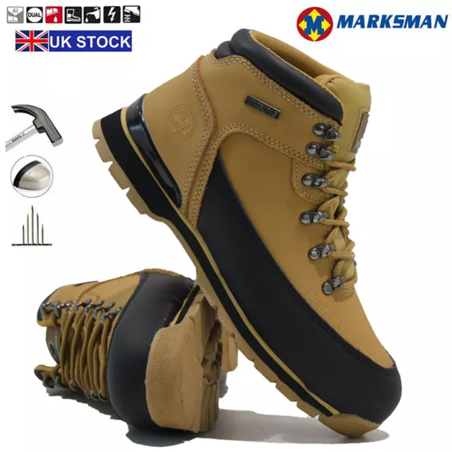 Mens Lightweight Leather Steel Toe Cap Safety Work Hiker Shoes Boots Trainers