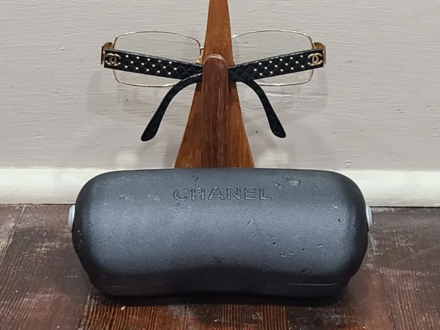 CHANEL CH 2088 127 54mm Gold and Black Eyeglasses CC Logo Frames Italy  $199.99 - PicClick
