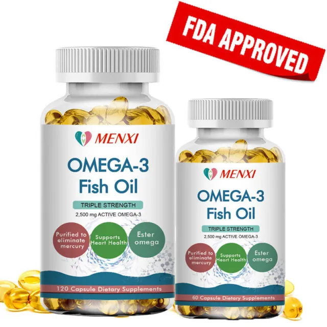 Omega 3 Fish Oil Supplement Capsules For Joints,Skin&Heart Health Softgels 120pc