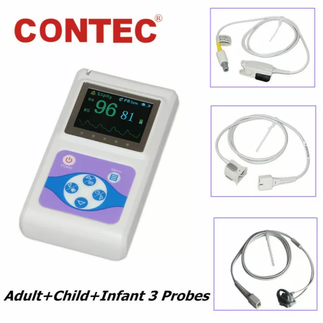 CMS60D OLED Handheld Pulse Oximeter with Adult, Paediatric and Neonatal 3 Probes