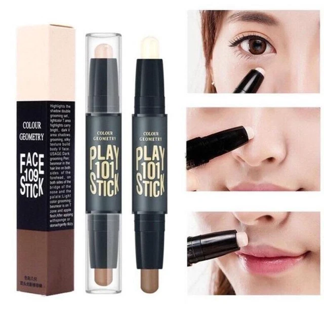 Polvo de reparación de maquillaje 2 en 1 resaltador de palos corrector nariz sombra maquillaje
