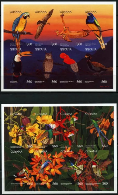 Guyana 1996 Vögel Kolibris Kondor 5563-5570 U + 5572-5579 U Imperf MNH / 483