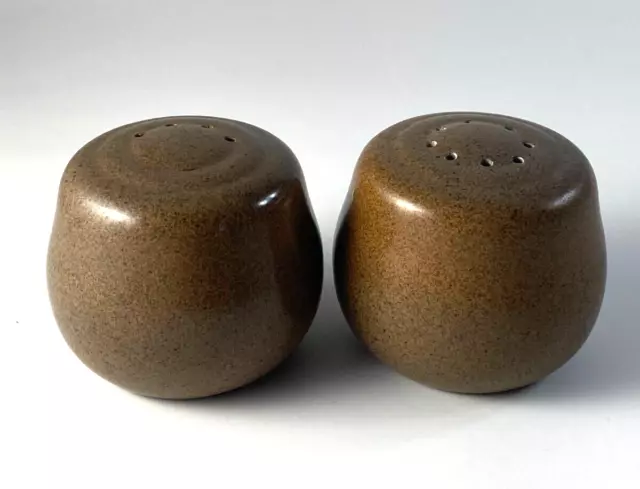 Vintage Heath Ceramics Salt and Pepper Shakers Brown Speckle Glaze Pottery