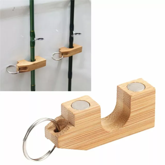 WOODEN MINI FLY Fishing Rod Rack Holder Magnetic Fishing Rod Guard Hanger  to Car $8.65 - PicClick