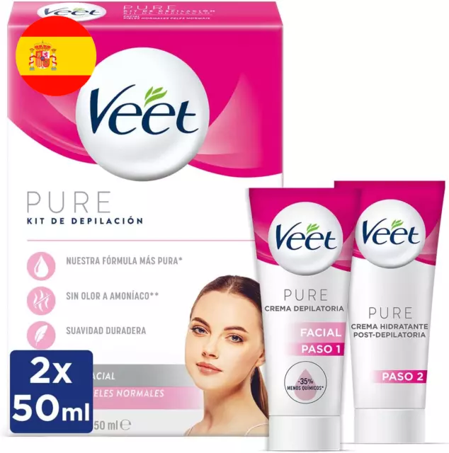 Veet Kit Crema Depilatoria Facial, Negro, para todas las pieles. Envío Express