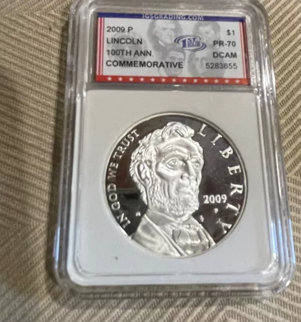 2009 P Abraham Lincoln 100th ann Commemorative Silver Dollar $1 Proof  PR70 NICE