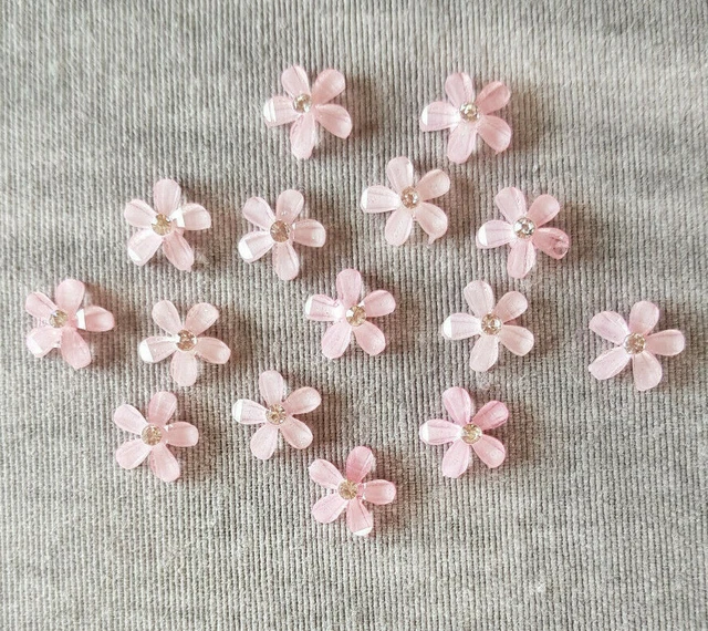 Blume Strass Acryl Streuteile Sticker Basteln Kleben Dekorieren Tischdeko Rosa