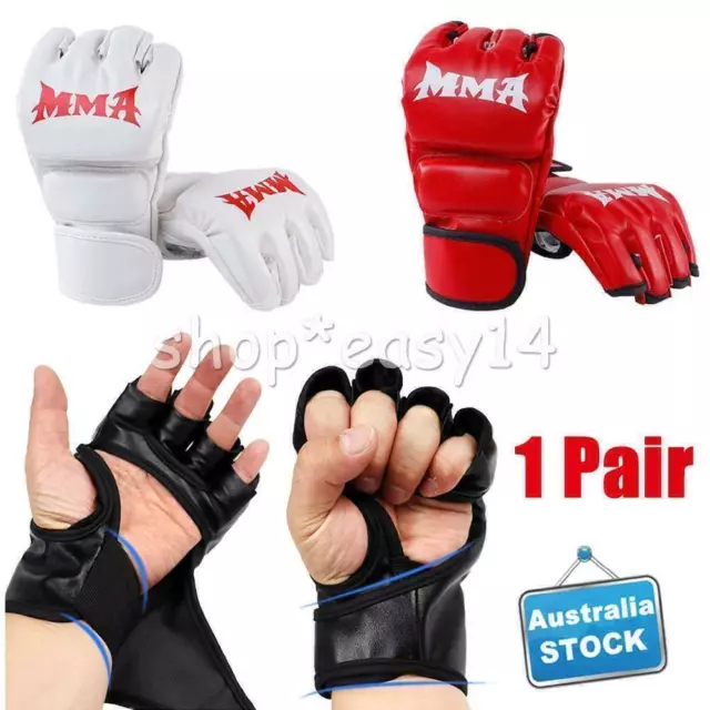 Boxing MMA Gloves Grappling Punching Bag Training Kickboxing Fight Sparring AU