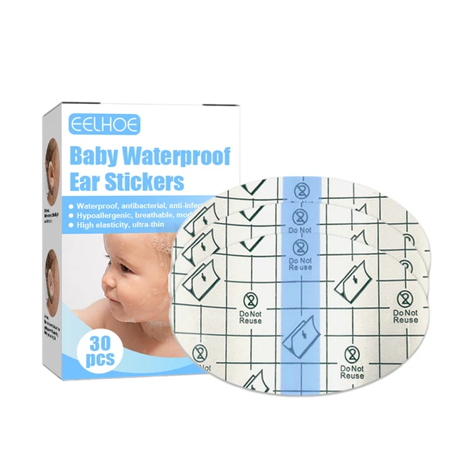 30Pcs Baby Waterproof Ear Stickers One-use Ear Patch Waterproof Ear Covers