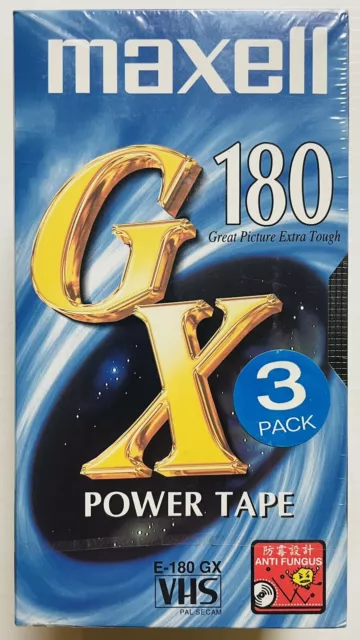 Maxwell GX 180 3 pack VHS Blank Video Cassette Tape PAL New & Factory Sealed