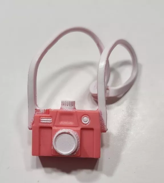 Barbie Camera Coral Pink White Neck Strap Photographer Only Doll Accessories