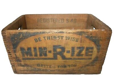 Scarce Min-R-Ize Early-Mid 20Th C American Vint Advertising Wood Box Soda Crate 2