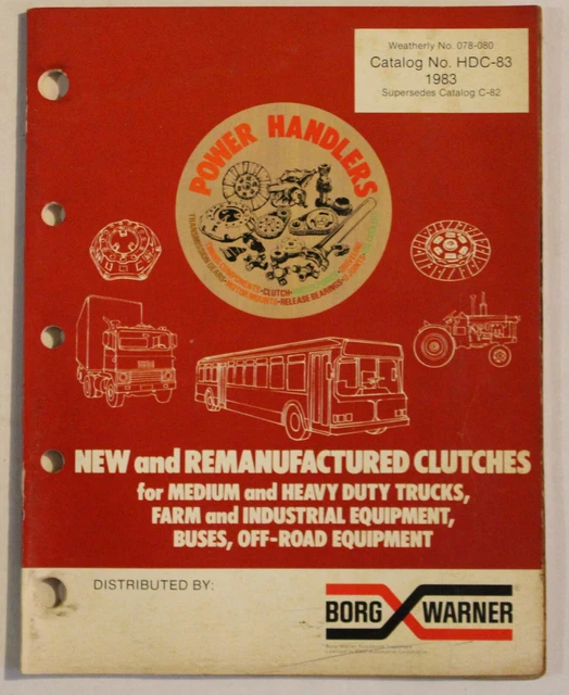 WARNER BUSSES, Heavy Machinery Clutches Parts Book 1983 Catalog