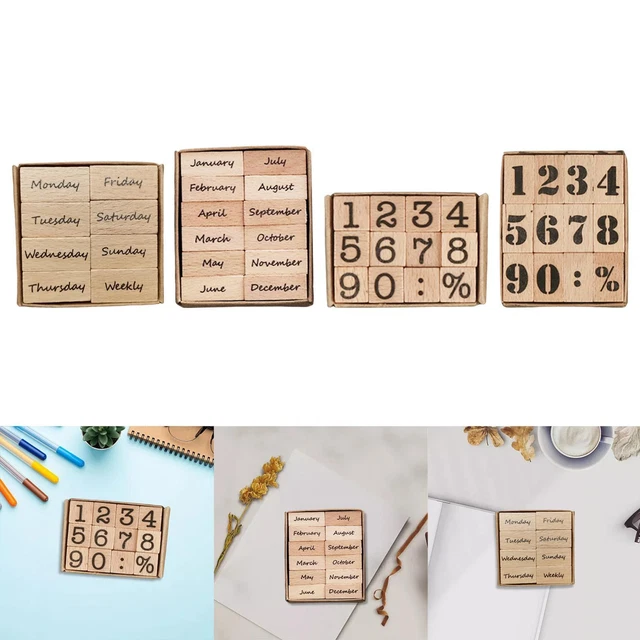 Vintage Wooden Stamp Set DIY Scrapbook Art Crafts Planner Kids Card Making