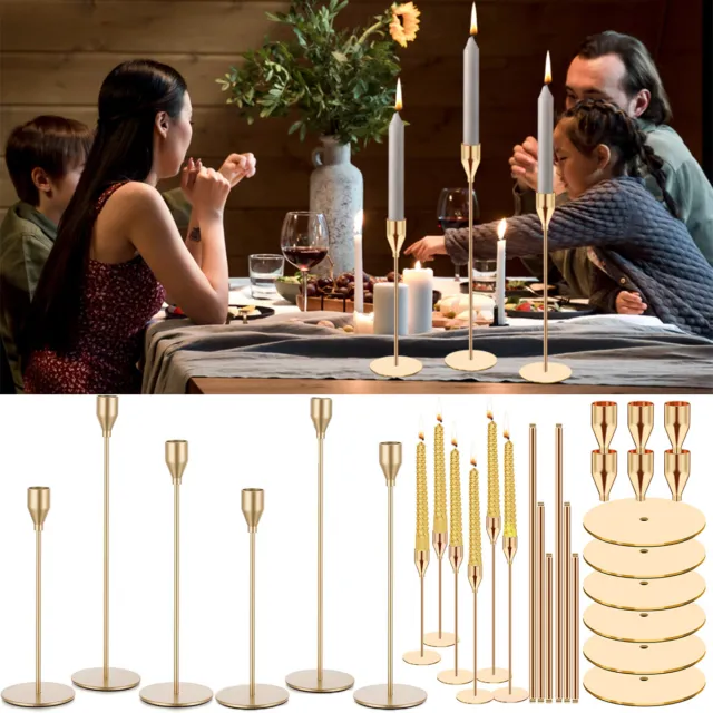 Gold Tall Candlestick Holders Taper Candle Holder for Wedding Dining Home Decor