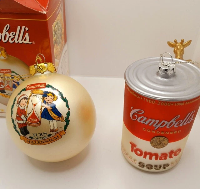 Campbell's Soup Ornaments Vintage / Christmas Ornaments 2  Red, White, Holiday