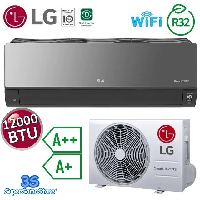 3S Lg Mono Split Climatiseur Artcool Mirror Uvnano Wifi 12000 Btu 3.5 Kw A++ A+