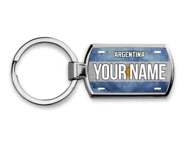 Personalized Custom Name Country Flag License Plate Metal Keychain